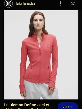 Lululemon Coral Pink Define Jacket Sz10 Urban Street Sporty Casual City Glam